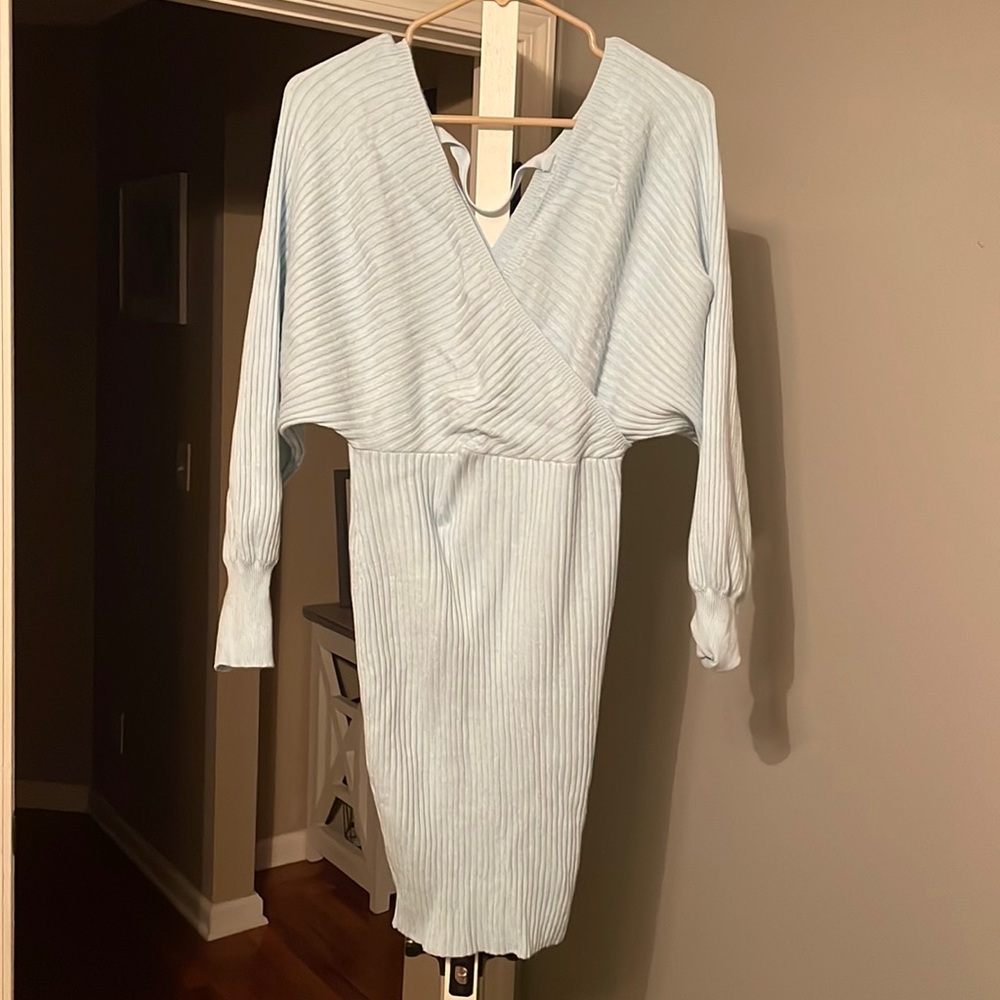 Blue sweater dress